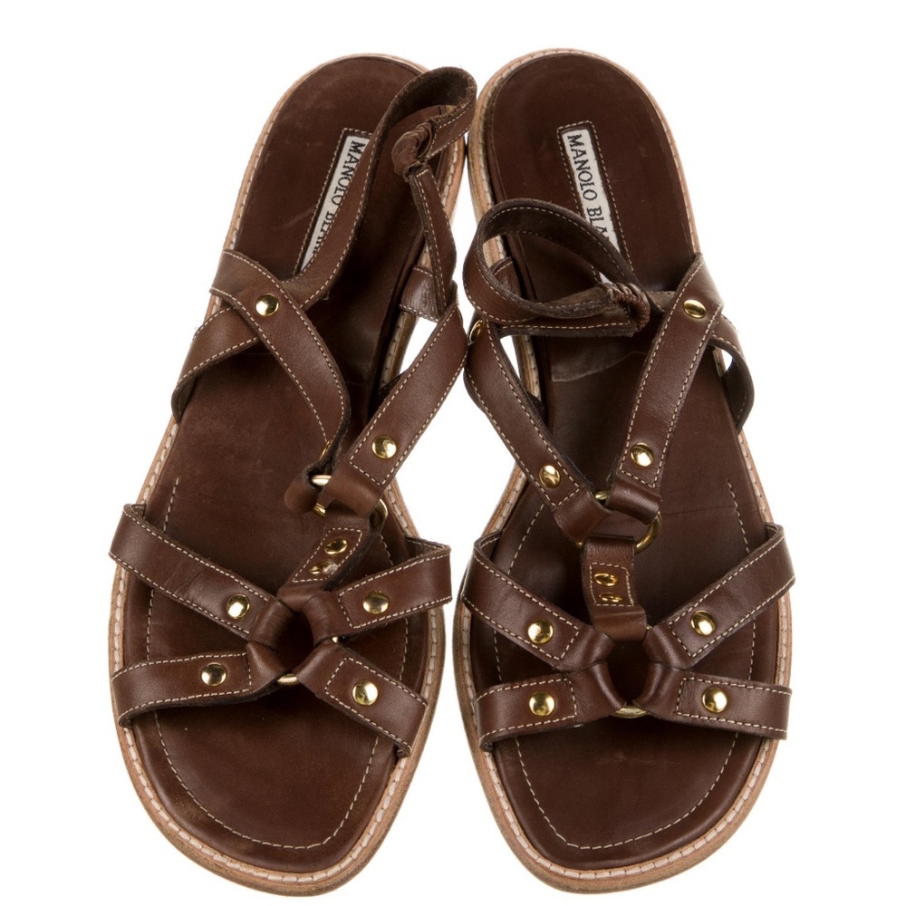 Manolo Blahnik Brown Leather Sandals